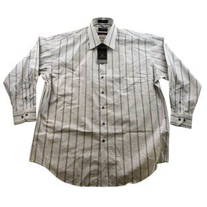 NWT Claiborne Men Dress Shirt Size XXL Long Sleeve Pinstriped Wrinkle-Free Beige